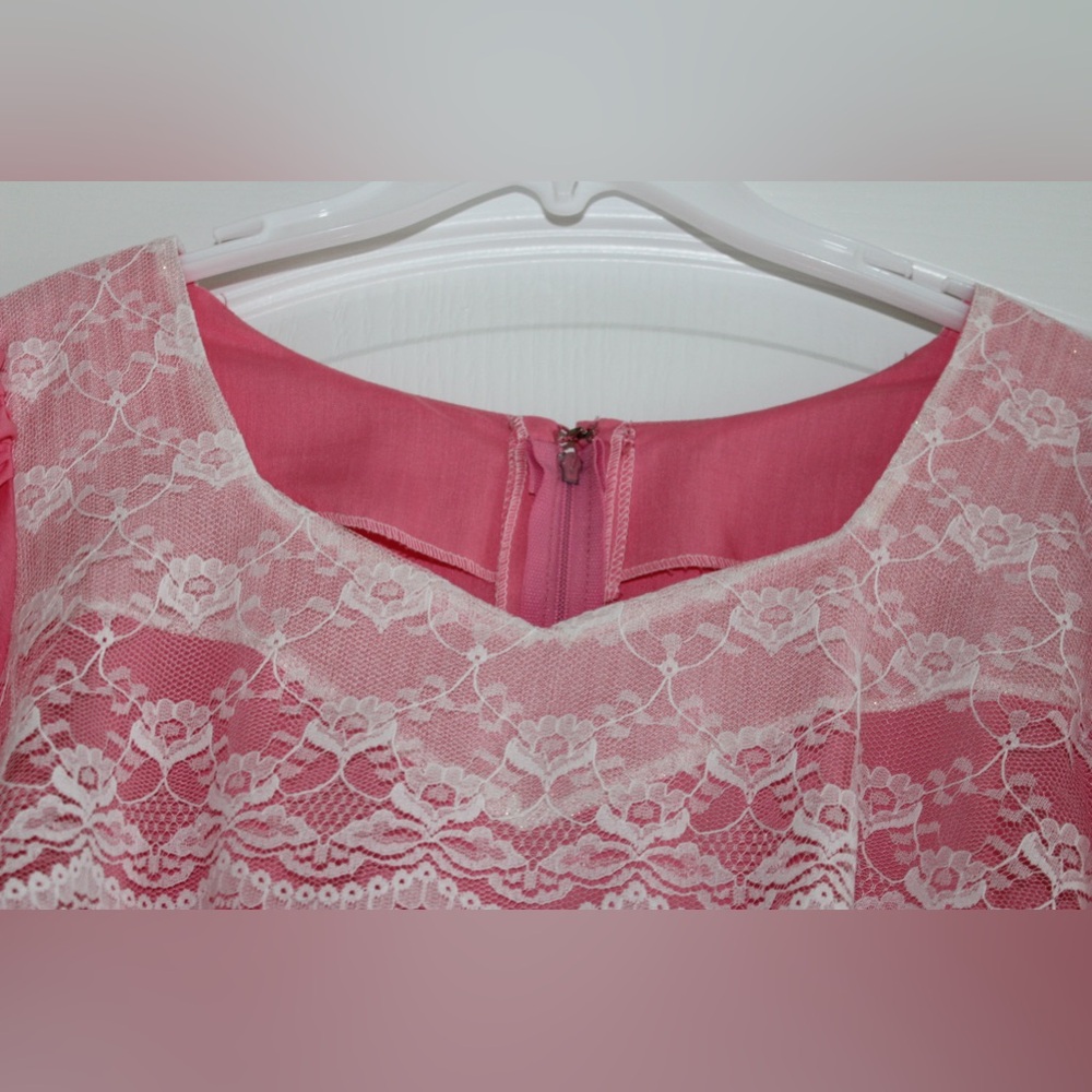 Pink & White Vintage Square Dance Dress Size 12 - Picture 9 of 11